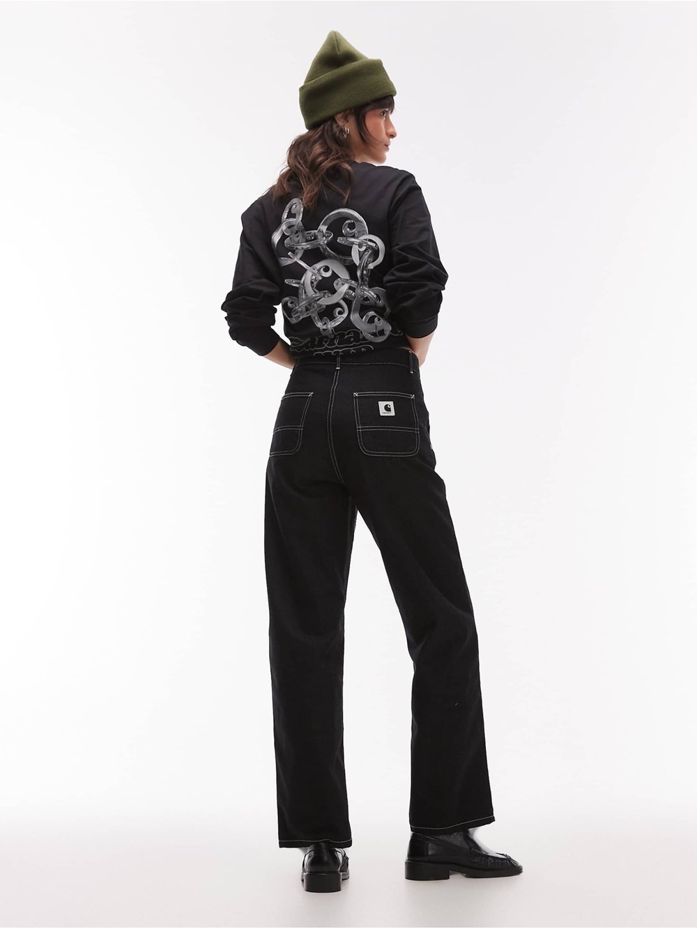 Carhartt Armanda high Rise Relaxed Straight Contrast Stitch Carpenter Pants 30